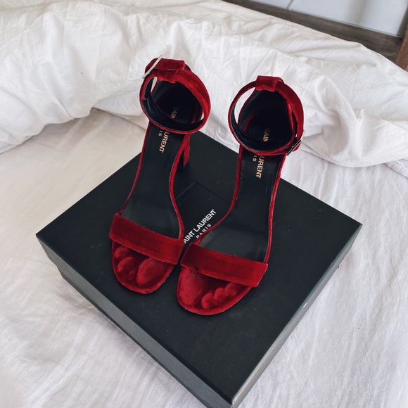 Red Velvet Saint Laurent Heels - Picture 4 of 8